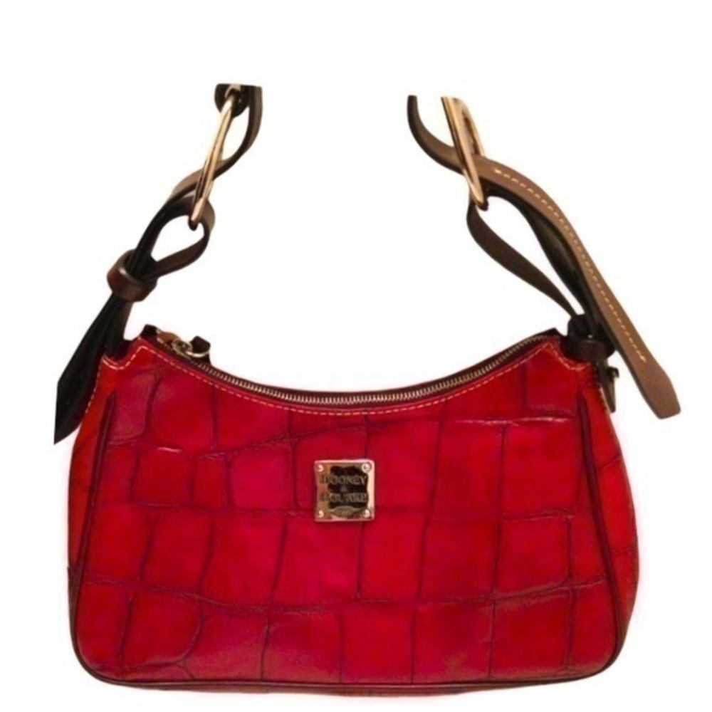 Dooney bourke red croc embossed leather bag purse